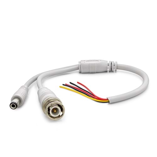 HADRON HDX5531-50 BNC ve DC Power Jack Kablosu 5.5x2.5 mm 30 cm 50 Adet Paket Beyaz