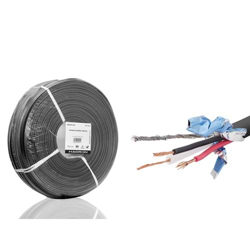 HADRON HDX5582-250 CCTV Kablo Mini Coax ECO CCA PE 2x0.50 mm Dış Mekan 250 m - Siyah