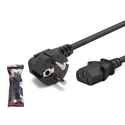 HADRON HDX5584 Kasa Güç Kablosu C13 3 Pin 1.5 mm 500W 3 m Siyah