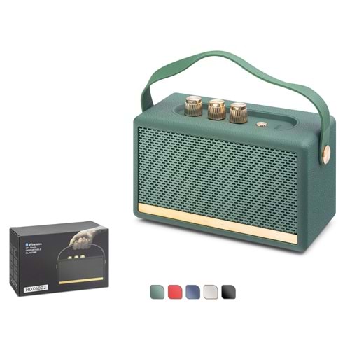 HADRON HDX6002 Bluetooth Nostaljik Hoparlör FM 16.7 x 10.3 x 7.16 cm - Yeşil