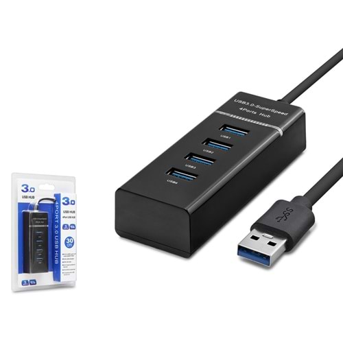 HADRON HDX7017 USB 3.0 Hub 4 Port 0.3 m - Siyah