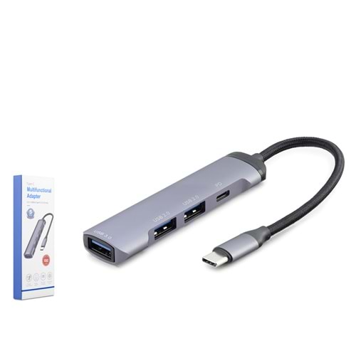 HADRON HDX7040 Type-C USB 3.0 Hub 4 Port 5 Gbps - Gri