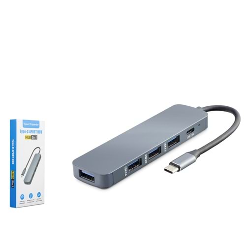 HADRON HDX7044 Type-C USB 3.0 Hub 5 Port DC 5V - Gri