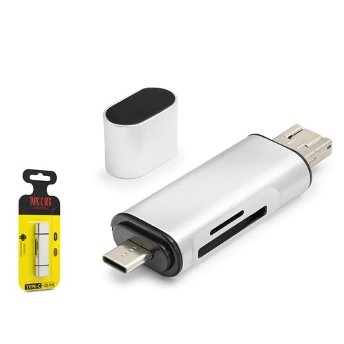 HADRON HDX7053 USB & Type-C Kart Okuyucu SD / MicroSD 480 Mbps - Gri