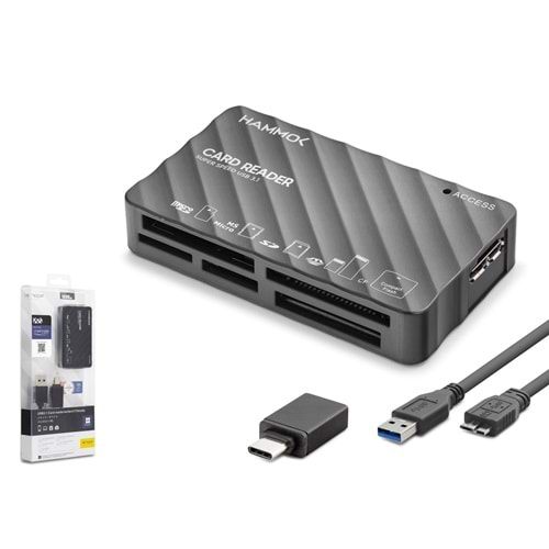 iETOP HDX7064 USB & Type-C USB 3.1 Gen1 Kart Okuyucu CF / SD / MicroSD / MS / XD 5 Gbps - Siyah
