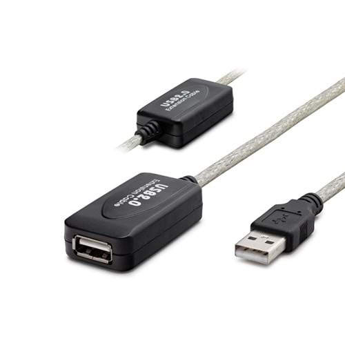 HADRON HDX7515 USB Uzatma Kablosu 20 m - Silver Siyah