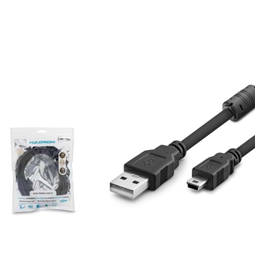 HADRON HDX7523 USB Mini V3/5Pin to USB Kablo 3 m - Siyah