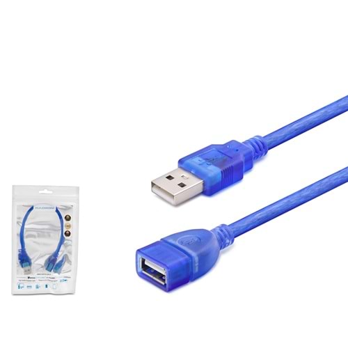 HADRON HDX7540 USB Uzatma Kablosu 30 cm - Şeffaf Mavi
