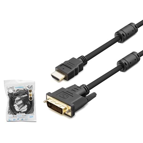 HADRON HDX7752 HDMI to DVI-D 24+1 Kablo 1.8 m - Siyah