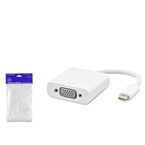 HADRON HDX7773 Type-C to VGA Dişi Görüntü Dönüştürücü 1080p - Beyaz