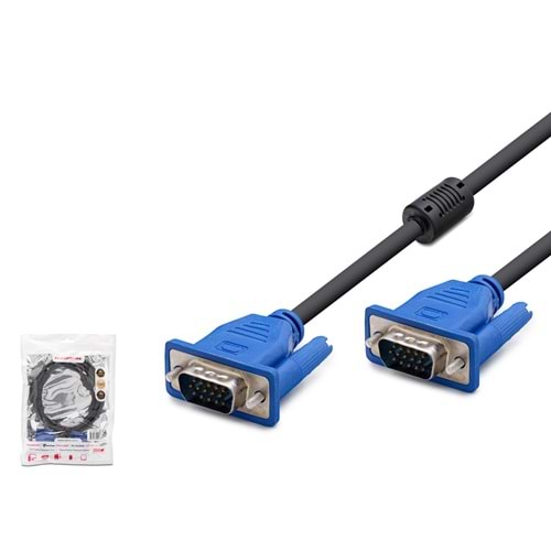 HADRON HDX7847 VGA Kablo OD 6.0 mm 3+4 5 m - Siyah Mavi