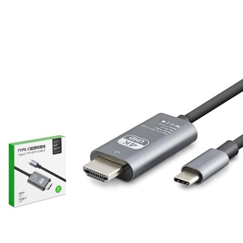 HADRON HDX7853 Type-C to HDMI Görüntü Kablosu 4K UHD 30 Hz - Gri