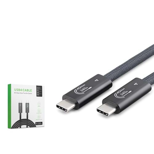HADRON HDX7887 Type-C USB4 40 Gbps 240W 8K 60 Hz Şarj ve Data Kablosu 1.5 m Siyah