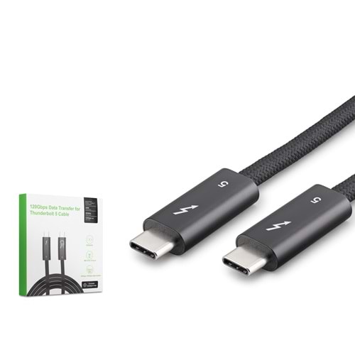 HADRON HDX7892 Type-C Thunderbolt 5 120 Gbps 240W 16K 60 Hz Şarj ve Data Kablosu 1.5 m Siyah