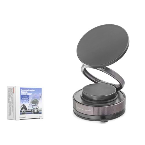 HADRON HDX8027 MagSafe Uyumlu Manyetik Vantuzlu 360° Döner Araç İçi Telefon Tutucu Metal - Siyah