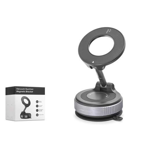 HADRON HDX8028 MagSafe Uyumlu Manyetik Vantuzlu 360° Döner Araç İçi Telefon Tutucu Metal - Siyah