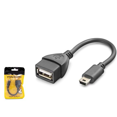 HADRON HN4591 Mini USB to USB OTG Kablo - Siyah