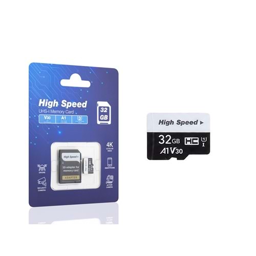ELBA HS32GB 32 GB microSDHC Hafıza Kartı U3 V30 A1 Class 10 Adaptörlü Siyah