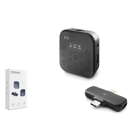 HADRON J33 Kablosuz Yaka Mikrofonu Type-C ve Lightning - Siyah