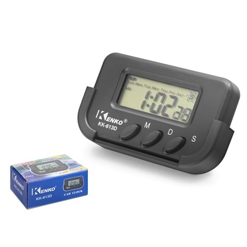 KENKO KK-613D Dijital Araç Saati LCD Ekran - Siyah