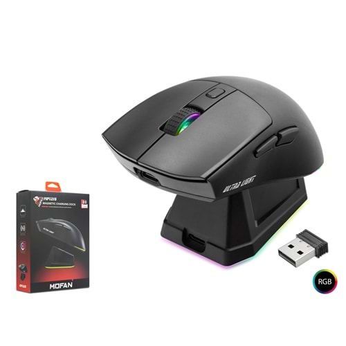 MOFAN MF1215B Kablosuz Gaming RGB Mouse Şarj Standlı - Siyah