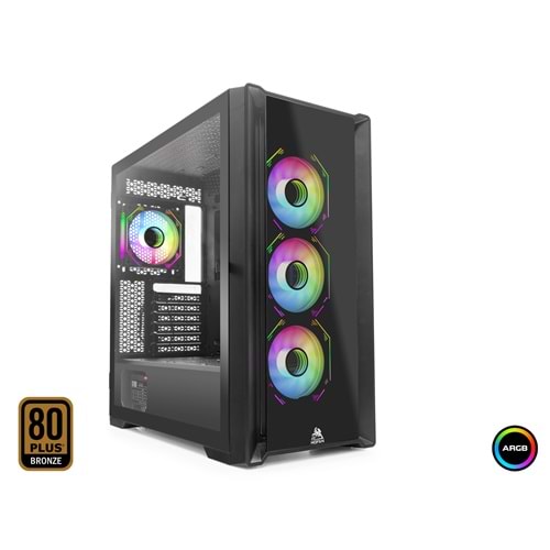 MOFAN MF2902B PC Gaming Kasa 360 Seri 80+ 850W Power Supply 4xFan - Siyah