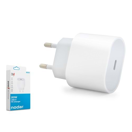NODAR ND1011 Type-C PD Hızlı Şarj Adaptörü 20W - Beyaz