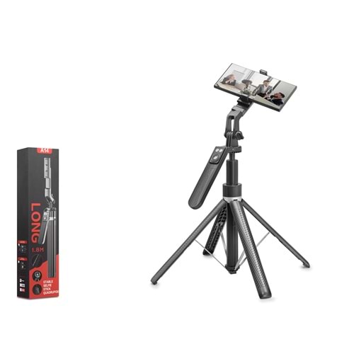 NODAR ND1034 Telefon Tripodu ve Selfie Çubuğu Seti Bluetooth Kumandalı 180 cm - Siyah