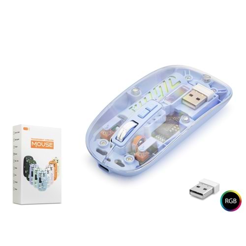 NODAR ND1201M Kablosuz Şeffaf Mouse - Lila