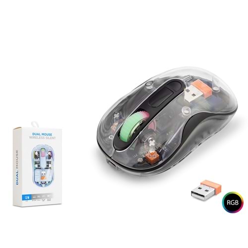 NODAR ND1205B Kablosuz Şeffaf Mouse - Siyah