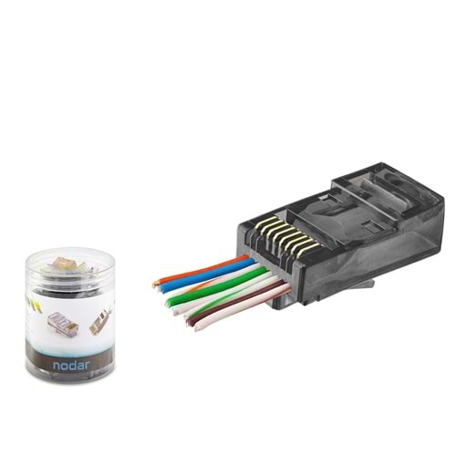 NODAR ND2402 CAT6 EZ RJ45 Konnektör 100 Adet Plastik Kutu - Siyah
