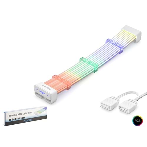 NODAR ND2802 ARGB Sleeved Light Strip / Ekran Kartı GPU RGB Lightboard 2x8-Pin - Beyaz