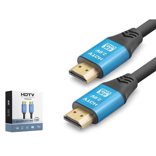 NODAR ND4053 HDMI 2.0 Kablo 4K UHD 19+1 OD 8.0 mm 10 m - Siyah Mavi