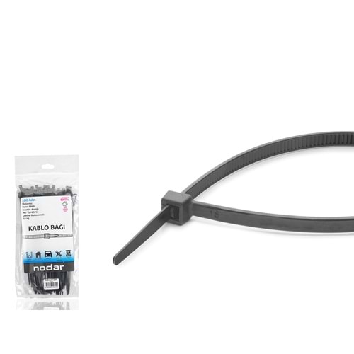 NODAR ND4803S Kablo Bağı 3.6 x 200 mm 100'lü Paket - Siyah