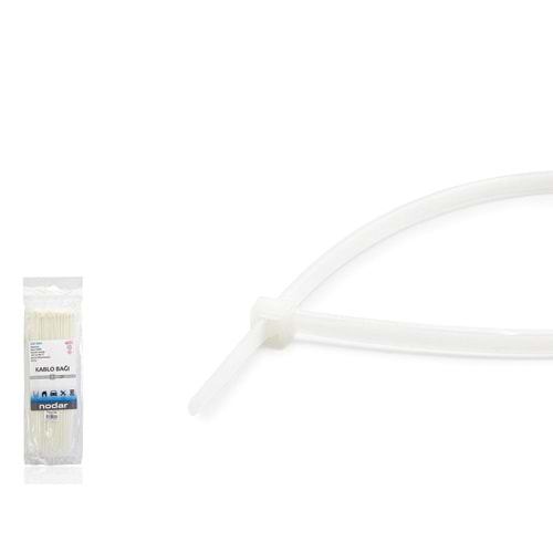 NODAR ND4805B Kablo Bağı 3.6 x 300 mm 100'lü Paket - Beyaz