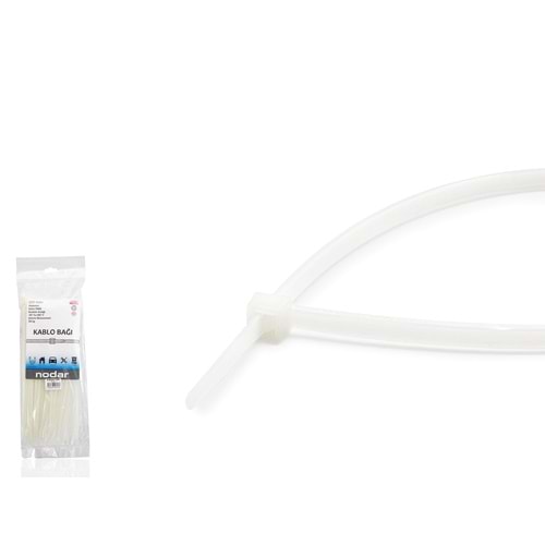 NODAR ND4808B Kablo Bağı 4.8 x 250 mm 100'lü Paket - Beyaz