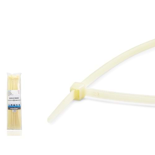 NODAR ND4810B Kablo Bağı 4.8 x 400 mm 100'lü Paket - Beyaz