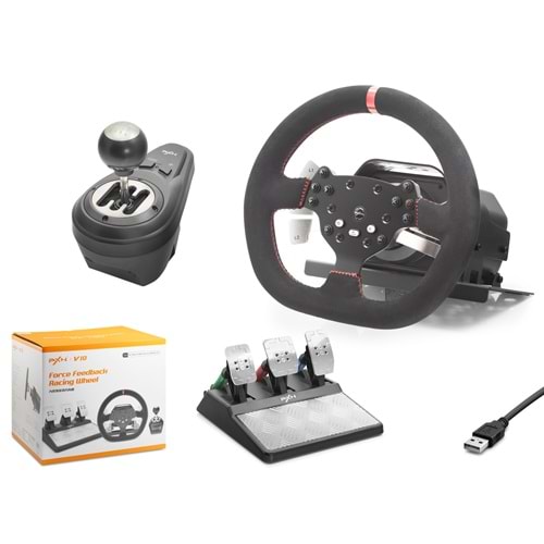 NODAR ND705 PXN V10 Direksiyon Seti Force Feedback 3 Pedallı PS4 PS3 PC Xbox Switch Uyumlu - Siyah