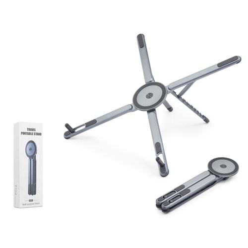 NODAR ND8032 Katlanır Manyetik 360° Döner Masaüstü Tablet ve Laptop Standı Metal - Gümüş