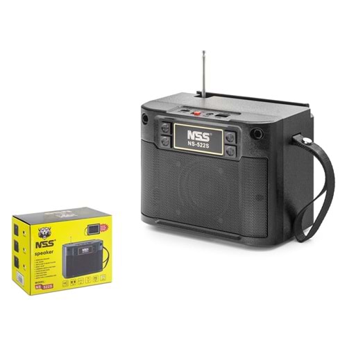 NSS NS522S Bluetooth FM Radyo TWS USB TF AUX Solar Şarjlı Taşınabilir Kamp Hoparlör - Siyah