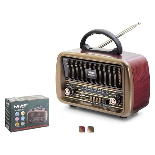 NNS NS8067BT Bluetooth Nostaljik Hoparlör FM 21.3 x 8.9 x 14.6 cm