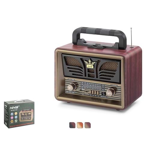 NNS NS8071BT Bluetooth Nostaljik Hoparlör FM 23.5 x 12 x 19 cm