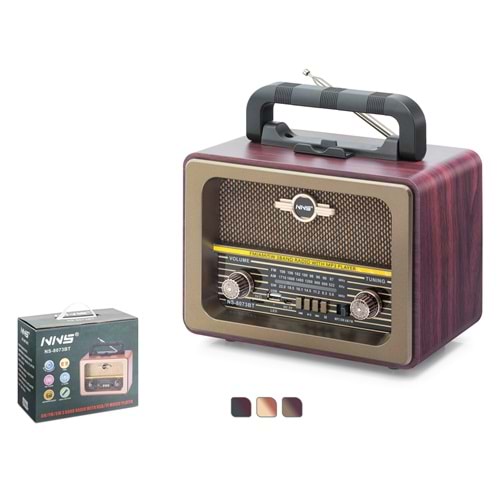 NNS NS8073BT Bluetooth Nostaljik Hoparlör FM 23.5 x 12 x 19 cm