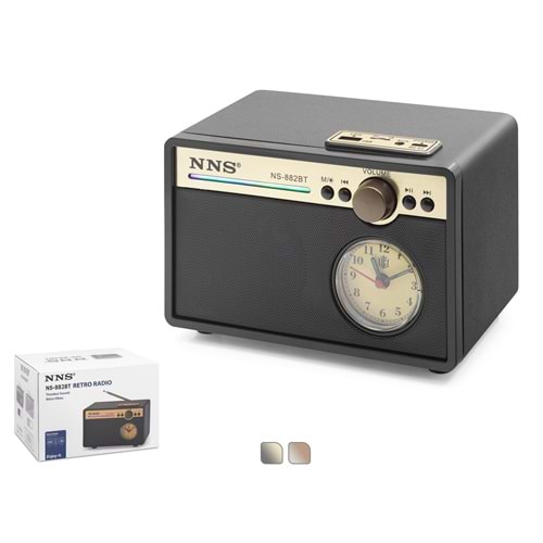 NNS NS882BT Bluetooth Nostaljik Hoparlör FM Retro Saatli 187 x 137 x 130 cm