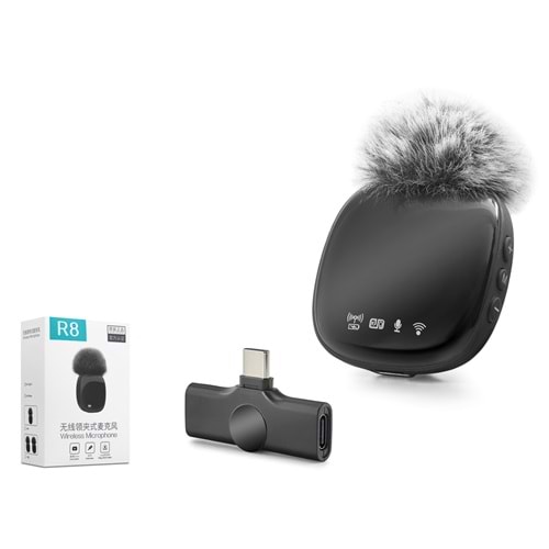 HADRON R8-1 Type -C Kablosuz Yaka Mikrofonu - Siyah