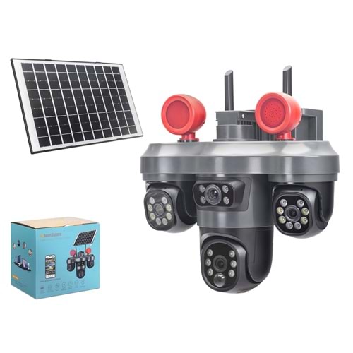 X5-Tech RX-55G Solar 4G Speed Dome IP Kamera 3 × 3 MP V380 Siyah