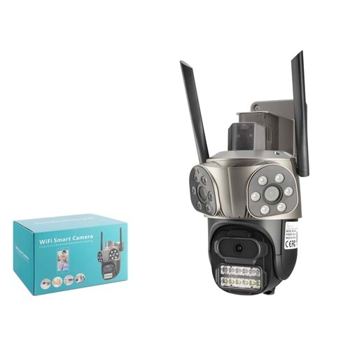 X5-TECH RX35AI Wi-Fi Speed Dome IP Güvenlik Kamerası 3 x 3MP iCSee PTZ Gri Siyah