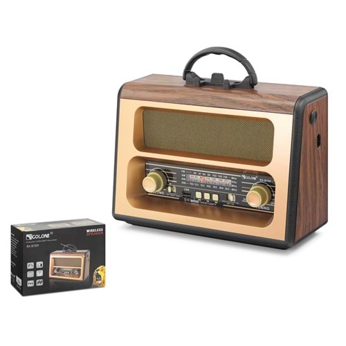 GOLON RXBT88 Bluetooth FM Nostaljik Hoparlör USB TF - Kahverengi