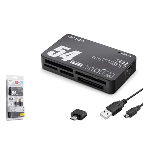 iETOP TC209 USB Type-C All in One Kart Okuyucu SD MicroSD MMC MS 480 Mbps Siyah