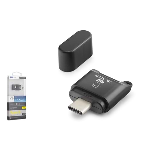 iETOP TC302 Type-C 3.2 Gen1 Kart Okuyucu MicroSD 5 Gbps Siyah